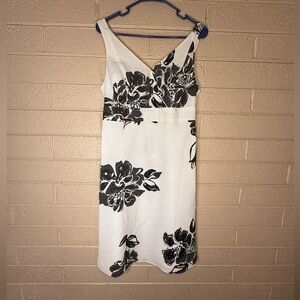 Ann Taylor Black and White Floral Midi Dress